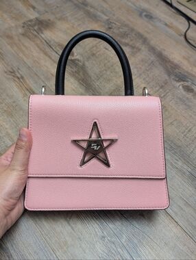 Samantha Vega Pink & Black Star Twist Lock Top Handle Bag